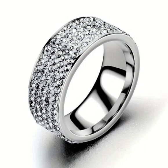 Diamond unisex wedding band ring - Picture 2 of 10